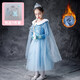 婉凱冰雪奇緣2女童毛領(lǐng)愛(ài)莎公主裙兒童連衣裙艾莎服裝 加絨毛領(lǐng)裙+飾品9件套 120
