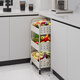 集·簡(jiǎn)空間廚房蔬菜置物架落地多層櫥柜下廚房菜籃子水果蔬收納籃可移動(dòng)推車(chē) 白色三層蔬菜架長(cháng)40高72（M526）