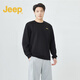Jeep（吉普）時(shí)尚男裝春秋季新款男士寬松長(zhǎng)袖衛(wèi)衣純色百搭圓領(lǐng)打底衫休閑上衣 純黑【升級(jí)款】 XL