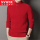 NVWNK品牌100%純山羊絨衫男半高拉鏈領(lǐng)中年男士山羊絨衫冬季加厚毛衣 本命年大紅色(10013#) L/170碼(建議120-135斤)