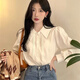 瑜尚臻品高級感白色襯衫女秋冬內搭設計感小眾polo領(lǐng)長(cháng)袖襯衣疊穿馬甲上衣 白色 L （110-125斤）