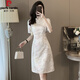 皮爾卡丹（pierre cardin）品牌新中式國風小個子連衣裙女夏季2025新款收腰顯瘦改良旗袍氣質 白色連衣裙 L (111-120斤)
