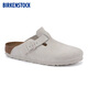 BIRKENSTOCK勃肯德國(guó)進(jìn)口男女款牛皮絨面革軟木Boston包頭拖鞋 復(fù)古白色窄版1024740 37