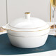 瓷秀源金邊帶蓋湯盆湯鍋家用雙耳大碗大號骨瓷大湯碗宮廷煲陶瓷品鍋餐具 雙耳品鍋