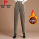 皮爾卡丹高檔品牌女裝燈芯絨女褲子秋冬哈倫小腳蘿卜褲咖啡色加絨加厚女褲 卡其色 加絨 L 建議110-120