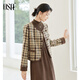 歐莎（OSA）咖色格子毛呢外套2025年新款女美拉德深秋初冬小個(gè)子外套 咖色格子 L
