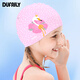 DUFAILY兒童泳帽女童可愛(ài)卡通印花硅膠專(zhuān)業(yè)護耳不勒頭加大游泳帽大號 65g花瓣天鵝【大頭圍專(zhuān)用】