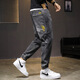 邁諾丹  牛仔褲男寬松褲子男韓版潮流束腳褲牛仔褲男秋冬季潮牌松緊腰九分哈倫休閑褲潮流百搭男褲 灰色 3XL建議145-160斤