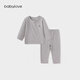 babylove【清倉】嬰幼兒內衣套裝春秋家居服竹麗爾睡衣新生兒寶寶春季保暖 淺麻灰 90 cm