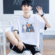 阿尼三青少年冰絲運(yùn)動(dòng)套裝男孩大童夏季帥氣初中高中學(xué)生短袖t恤籃球服 01款白色 冰絲套裝（店長(zhǎng)推薦） XL