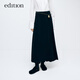 edition半身裙女春新款金色腰鏈黑色長(cháng)款不規則醋酸A字傘裙 黑色 M 165