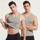 三槍背心男純棉夏季羅紋彈力健身全棉背心純色打底衫男士汗衫 淺麻灰+淺麻灰 L