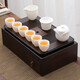 守瓷茶盤(pán)茶具多功能收納盒茶壺茶杯整理茶臺功夫茶具家用簡(jiǎn)約茶托盤(pán) 長(cháng)方直角收納+羊脂玉瓷蓮花