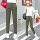 木榮純棉休閑褲女秋冬季2025新款高腰寬松哈倫褲工裝百搭顯瘦直筒長(cháng)褲 綠色#常規 XL(建議105-115斤)