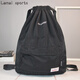步雨潮牌輕便束口袋抽繩雙肩包男健身運動(dòng)背包女收納袋旅行拉繩包 黑色