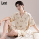 Lee潮款印花系家居服睡衣男情侶套裝短袖短褲可外傳型寬松大碼棉質(zhì)