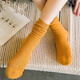 革斤威 堆堆襪子女長(cháng)筒棉女襪秋冬季純色日韓卷邊襪女士翻邊襪子 堆堆襪5雙裝