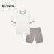 ubras純色舒適柔軟水果全棉家居服睡衣女短袖長(cháng)褲短褲套裝情侶款軟棉棉 【短袖短褲】男款-奶糖白色 2XL
