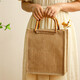 圓本 黃麻手提包文藝風(fēng)棉麻布藝學(xué)生手拎包書(shū)本便當便攜diy包 棉麻豎款（長(cháng)25*寬8*高29cm）