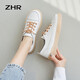 ZHR小白鞋女牛皮經(jīng)典撞色板鞋女清新百搭軟底休閑女鞋 A90 米卡其 37