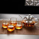 禾艾蘇（heisou） 高硼硅耐熱玻璃茶壺家用圍爐煮茶壺不銹鋼過(guò)濾泡茶壺加厚茶具 小號蘋(píng)果壺400ml+4個(gè)杯子
