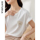 尚都比拉黑色純棉t恤女寬松短袖夏天新款刺繡顯瘦遮肚子上衣設計感 白色 S