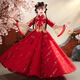 布戀貓女童秋季時(shí)尚漢服3-12歲兒童唐裝中國風(fēng)古風(fēng)古裝仙連衣裙長(cháng)袖高級 酒紅色（單獨漢服，無(wú)披風(fēng)） 140 cm（7歲以下無(wú)系帶）