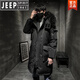 JEEP SPIRIT新款大毛領(lǐng)男士中長(zhǎng)款羽絨服冬裝加厚寬松大碼青年學(xué)生潮反季 黑色 S 【80-100斤】