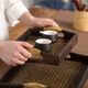 異麗家居托盤(pán)茶盤(pán)木質(zhì)藤編茶具泰國竹藤托盤(pán)復古中式茶托盤(pán)美容院托盤(pán) 弧形把手小號27.5*20cm一個(gè)