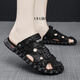 筱雪凌涼鞋男2026新款休閑沙灘皮包頭開(kāi)車(chē)兩用外穿男士休閑軟底涼拖鞋 黑色 38 (240mm)