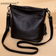ANDSEEYOU品牌真皮女包水桶包2025新款時(shí)尚流蘇手提小包頭層牛皮百搭斜挎包 大款黑色