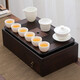 守瓷茶盤(pán)茶具多功能收納盒茶壺茶杯整理茶臺功夫茶具家用簡(jiǎn)約茶托盤(pán) 長(cháng)方直角收納+羊脂玉瓷蓋碗