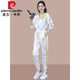 皮爾卡丹（pierre cardin）純棉休閑運動服套裝女裝2023春秋新款韓版開衫連帽長褲兩件套套裝 黃色 【兩件套套裝】 M(建議80-100斤)