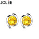 JOLEE耳釘黃水晶S925銀耳墜時尚簡約氣質(zhì)款耳環(huán)飾品送女生節(jié)日禮物