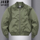 JEEP春秋款男夾克美式寬松休閑工裝軍旅式外套飛行棒球領(lǐng)中年男裝上衣 軍綠色 L 120-140斤