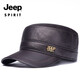 JEEP SPIRIT吉普真皮帽子男士山羊皮平頂帽春秋冬帽中老年人爸爸帽休閑鴨舌帽