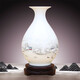 景德鎮(zhèn)陶瓷器小號(hào)新中式粉彩瓷花瓶工藝品客廳擺件家居酒柜玄關(guān)書房電視柜辦公室博古架茶室裝飾品瓷瓶擺設(shè) 溪山訪友玉壺春（配木質(zhì)旋轉(zhuǎn)底座）