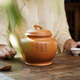 頤壺春 精品宜興紫砂茶葉罐大號一斤裝密封散茶罐存儲茶罐原礦段泥純手工玉兔醒茶罐 刻繪款 清居小隱大自在也 國工許屹松