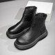 帕達索厚底切爾西靴男短靴加絨保暖男鞋高幫休閑皮鞋英倫風(fēng)馬丁靴工裝靴 黑色 41