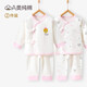 棉芹新生兒衣服春秋款剛出生寶寶內衣幼兒外出服初生睡衣純棉分體套裝 淺粉小熊-2件裝 66 (適合3-6個(gè)月)體重12-16斤