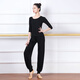 喻葭舞蹈練功服女成人套裝形體服上衣黑色燈籠褲學(xué)生現代中國舞服 中袖黑色圓領(lǐng)+哈倫褲 2XL