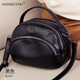 ANDSEEYOU品牌 斜挎包女 新款多層單肩斜挎包頭層牛皮迷你小包包手提貝殼包 黑色