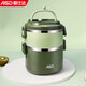 愛(ài)仕達（ASD） 保溫飯盒多層大容量304不銹鋼分隔型學(xué)生成人上班族便攜餐盒桶 橄欖綠 2層 1.6L