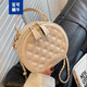寶可蝸牛高級質(zhì)感小包包女2023七夕時(shí)尚百搭小眾菱格鏈條斜挎包手提小圓包 米白色