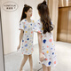奧蜜雪可愛(ài)睡衣女純棉夏季卡通薄款短袖睡裙夏天寬松少女新款韓版家居服 Q-1309 白愛(ài)心裙 M(建議85斤-105斤)