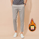 MULONG PRO純棉九分褲男秋冬潮韓版小腳休閑加絨長(cháng)褲修身百搭顯瘦彈力錐形褲 米色 加絨九分褲 33