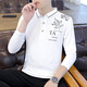 edcofgivensi長(cháng)袖t恤男士打底衫棉新款潮流男式上衣印花休閑時(shí)尚百搭青年男裝 翻領(lǐng)-9809-白色 L-170