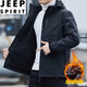 JEEP SPIRIT吉普男裝 冬季沖鋒衣男三合一可拆卸加絨加厚戶(hù)外防風(fēng)工裝外套 黑色 L 175 體重120-140斤