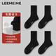LEEME.ME粒米【抗菌】襪子女春季女士毛巾底加厚毛圈底中筒女襪 黑×4