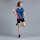 李寧（LI-NING）羽毛球服短袖套裝春夏涼爽排球乒乓球賽比賽運動(dòng)服時(shí)尚專(zhuān)業(yè)透氣 女子/藍色上衣/黑色短褲 套裝 L